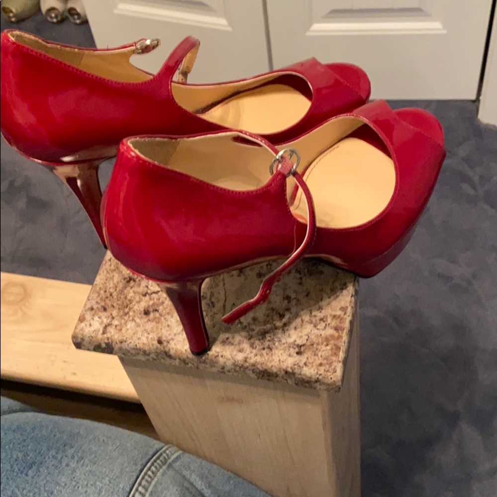 Red Peep Toe Pumps